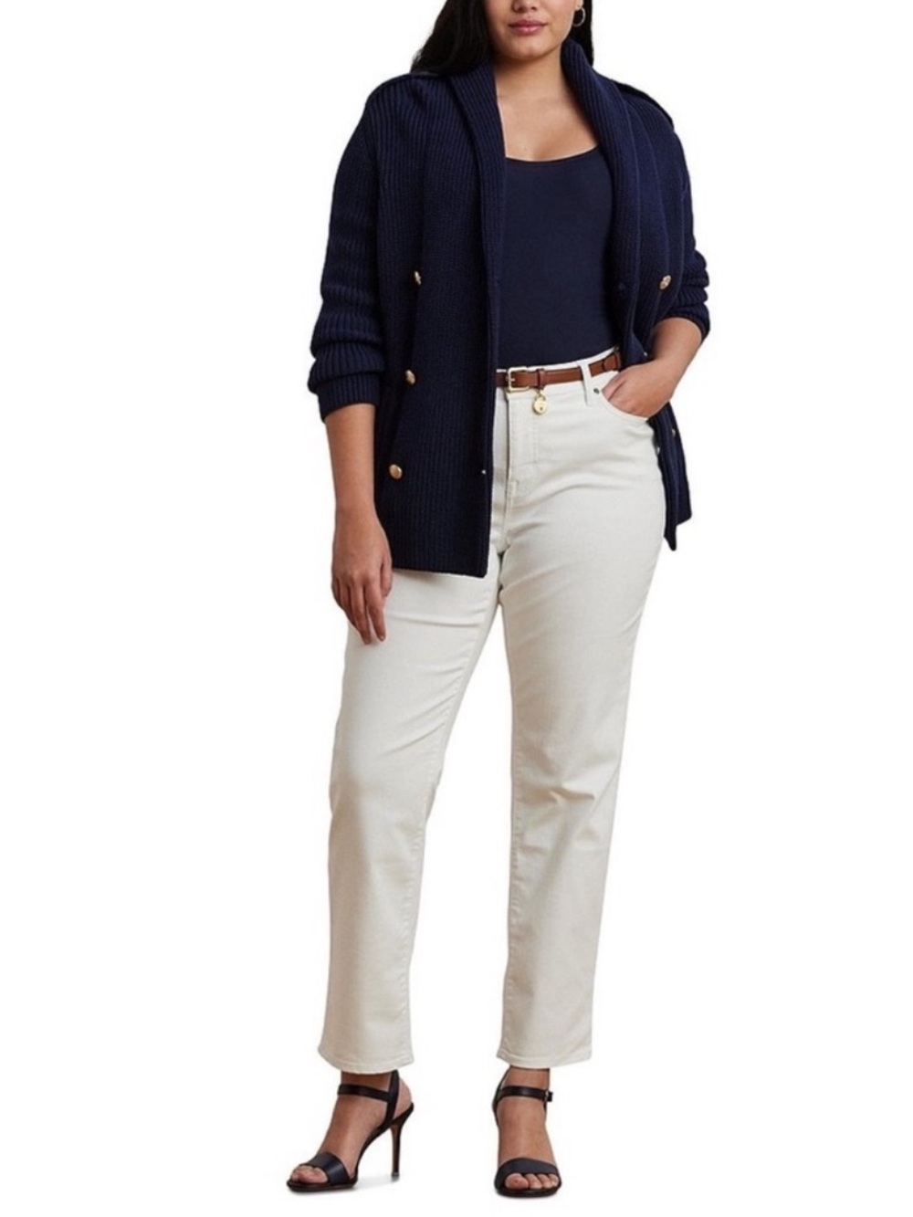 NWT Lauren Ralph Lauren Mid Rise Straight Leg Jeans White Denim Sz 16 / 33 waist
